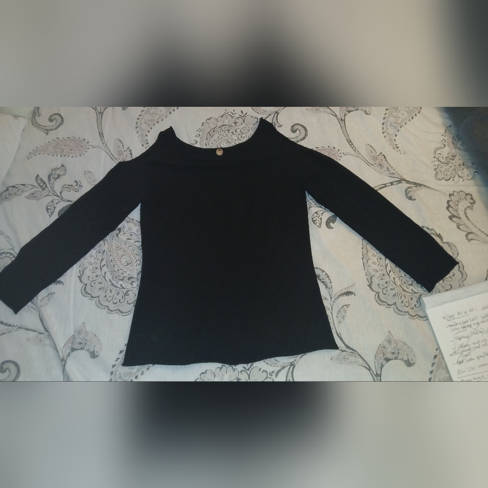 Margaret O'Leary Elegant Black Long Sleeve Sweater